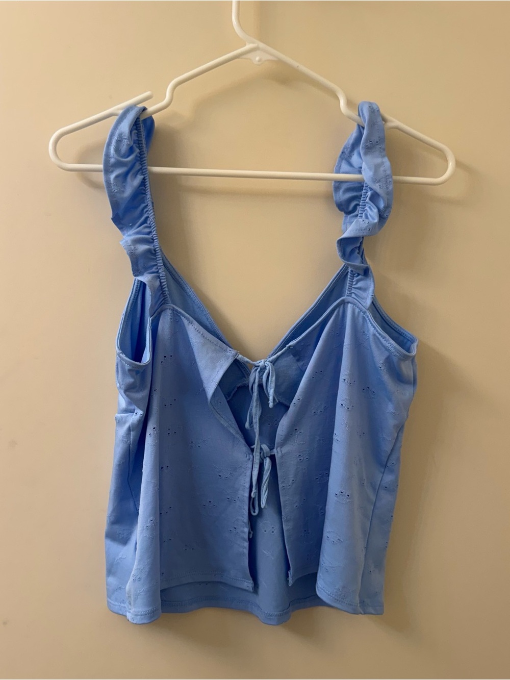 H&M Light Blue Eyelet Ruffle Strap Tank - Picture 2 of 4